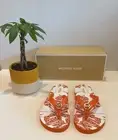 NIB MICHAEL KORS MK FLIP FLOPS SANDALS PALM TREE PRINT ORANGE POUNCH 8