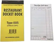 Single Copy Restaurant Docket Books - 100mm - Packet(10) - Kent Paper