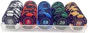 100 Piece Poker Set Casino Chips Monte Carlo, Clay Acrylic Suit 14 Gram Texas Holdem Blackjack Poker Chips with Values 1-10000 Selectable (Color : A)
