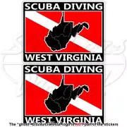 WEST VIRGINIA SCUBA DIVING Flag-Map Shape USA Rectangular Sticker, Decal 75mm x2