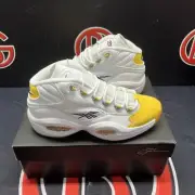 Reebok Question Mid Shoes Yellow Toe White Purple FX4278 Men's NEW Size 10