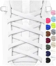 [Stepace] 2 Pairs Elastic No Tie Shoe Laces for Kids and Adults Sneakers, Stretch Flat Tieless Shoestrings