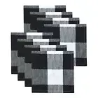Buffalo Check Plaid Dinner Napkins Set 8 Black White Cotton 18"