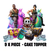 9x Piece Video Game Character - Cake Decoration + Balloon Bundle