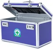 Lockable Medication Box with Portable Storage Case, 14.2''x 7.2''x 8.2'', Childproof Medicine Lock Organizer, Locked Empty First Aid Storage Case (Blue/Large)