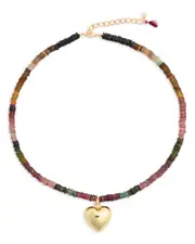 Shashi Zoe Puffy Heart Beaded Necklace, 14-16