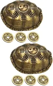 QUMIIRITY 2 Sets Turtle Shell Sculpture Divination Turtle Home Decor Fortune Divination Game Office Furnishing