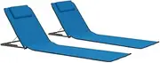 VRAXO Folding Beach Mats 2 pcs Steel and Fabric Blue -3.09KG,44327