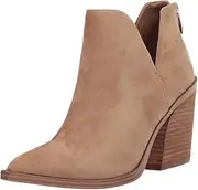 [Kathemoi] Womens Ankle Boots Slip on Pointed Toe Cutout Ruffles Chunky Low Heel Booties