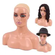 Realistic Female Mannequin Head with Shoulder for Display - Manikin Head with