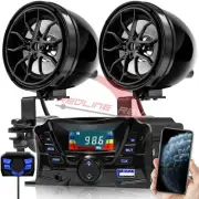 Bluetooth Motorcycle ATV 4 Wheeler Audio Stereo Speakers System AUX FM Radio USB