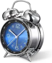 Loud Alarm Clock For Heavy Sleepers Adults,4 Inch Silent Non-ticking Quartz With Backlight,twin Bell (blue)