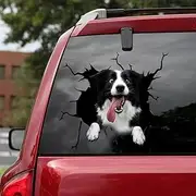 ChichuangK Cute Border Collie Crack 3D car Sticker, SUV Window Glass Personalized Decoration, Refrigerator Toilet (GJ0000149-899-1532183561)