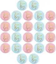 CXNXFD Pack of 24 Gender Reveal Buttons, Team Boy & Team Girl Buttons for Gender Reveal Baby Shower Party Decoration Accessories, Pink and Blue, 4.5 Centimeters, Plastic Metal