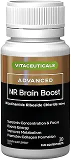 NR Brain Boost Nicotinamide Riboside Chloride | Supports Cognitive Performance | Energy Levels | Collagen Formation | 300mg Per Vegetarian Capsule. 30 Day Supply | Australian Made | 30 Capsules