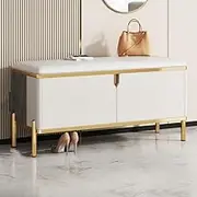 Shoe Change Bench Wooden Storage Bench with Upholstered Seat and 2 Doors,Bedside Bench Footrest Shoe-Change Storage Stool for Entryway, Hallway,bedrooms，Mudroom (90 * 35 * 45cm, White)
