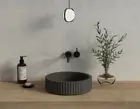 New Round Stone Above Counter Basin Vanity Bathroom Matte Black Piaza WB 4011BK