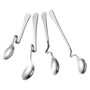 4pcs S Shape Stirring Spoon Curved Handle Honey Spoon Stainless Steel Tea Spoon