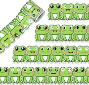 Whaline 32.8ft Frog Bulletin Board Border Cartoon Green Frog Die-Cut Rolled Border Trim for Summer Classroom Chalkboard Wall Decoration