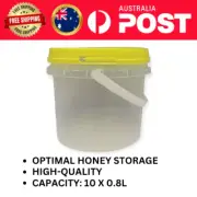 Bulk 10 x 0.8L Honey Bucket with Lid - 1Kg Clear Tamper Proof Plastic Tub, AUS
