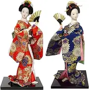 12" Kimono Geisha Doll, Japanese Kimono Doll Geisha Figurine Ornaments Gift Art Craft Collection/Gift,#04,2pcs/4202 (Color : #08, Size : 2pcs)