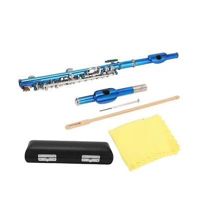 Piccolo Flute Cupronickel Blue Nickel Plated Beginner Flute Cleaning Kit with...