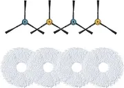 EUREKA 2 Pack Cloth Mop Pads and 4 Pack Side Brushes for EUREKA J12 Ultra Robot Vacuum Washable Mopping Pads Side Brush Replacement Parts Robot Vacuum Accessories