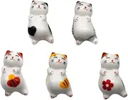 BEBEMOKO 5pcs Cat Ceramic Chopstick Rests Holders for Dinning Table Decorative Tableware Stands Sturdy and Smooth Surface for Home Office Desktop Decor