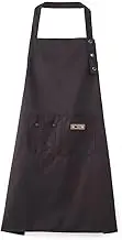 Adjustable Bib Aprons, Denim Canvas Water Oil Stain Resistant Black Chef Cooking Kitchen Aprons with Pockets for Men Women