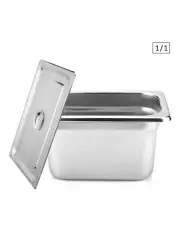 [SOGA] Gastronorm GN Pan Deep Stainless Steel Tray With Lid 20cm in Silver