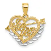 14K Yellow & Rhodium And I Love You Heart Pendant