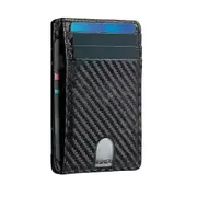Carbon Fiber Wallet Card Holder Case Pocket Minimalist Leather RFID Block Slim