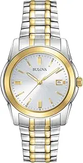 [Bulova] Men's Classic Two-Tone Stainless Steel 3-Hand Date Quartz Watch, 38mm Style: 98H18, silver, Dress