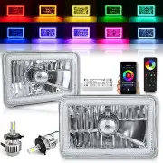 4X6" BLUETOOTH RF Color Change RGB SMD Halo Headlight 18/24w LED Light Bulb Pair (for: Volvo)