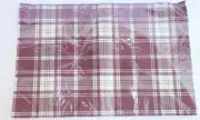 Set of 6 Indoor Outdoor Plastic/Vinyl Placemats Plaid Red White New