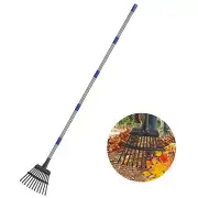 Leaf Rake for Leaves, 8" Wide Heavy Duty Metal Garden Rake 11 Tines, Adjustab...