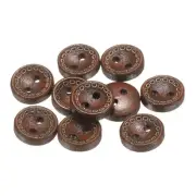 10pcs Wooden Sewing Button 10mm 2 Holes Round Craft Clothing Button Medium Brown