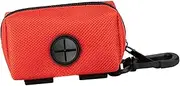 Fenteer Dog Poop Bag Holder Poo Dropping Sack Zipper Closure for Leash, Doggy Pouch, Pickup Bag Pet Waste Bag Dispenser for Outdoor Walking, Red