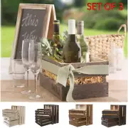 Set of 3 Wooden Storage Flower Boxes Crate Vintage Box Chest Old Industrial