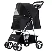 Pet Stroller Dog Cat Cage Carrier Travel Pushchair Foldable Pram 4 Wheels