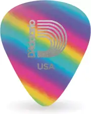 D'Addario Rainbow Celluloid Guitar Picks, Light, 25 Pack