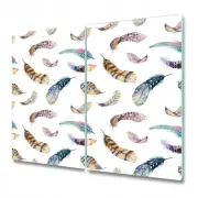 Glass Cutting Board Worktop Saver Feathers brown and blue large 2x30x52