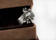Sterling silver Gryphon - Mythology Griffin ring, Silver Griffin statement ring