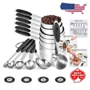 Durable 12-Piece Stainless Steel Measuring Cups & Spoons Set - Upgraded Design