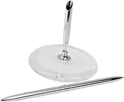UTHCLO Round Pen Holder Weddings Elegant Silver Signing Pen and Holder for Guest Book for Bridal Engagement and Special Events Rotating Design