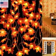 3x 9.8FT Fall Thanksgiving Maple Leaves 20 LED Light Lamp Garland Festival Decor