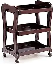 Kitchen Cart Beauty Trolley 3-Tier Bar Cart Multifunction Rolling Cart Wooden Kitchen Island Serving Wine Cart Utility Trolley with Wheels Drink Cart