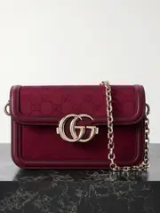 [Gucci] Gucci - Gucci Go Small Leather-trimmed Canvas-jacquard Shoulder Bag - Burgundy - One size One size Burgundy