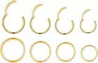 4Pairs/Pcs 18G Surgical Steel Hinged Clicker Segment Nose Rings Hoop Helix Carti