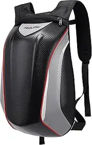 [RKV86] Motorcycle Backpack Waterproof Motorcycle Helmet Backpack Large Capacity Helmet Bag Hard Shell Backpack with Expandable Capacity and Design d (, Black/White)
